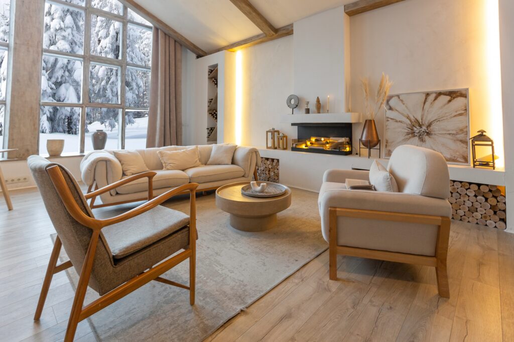 cozy home in winter time